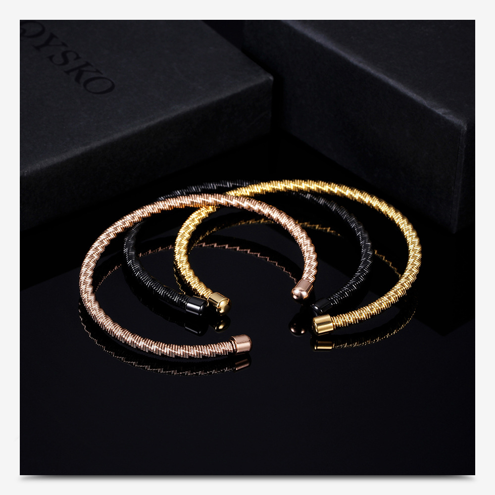 2PCS Ins Steel Trendy Adjustable Personalized Versatile Simple Cable Fashion Open Bracelet_voghion.com