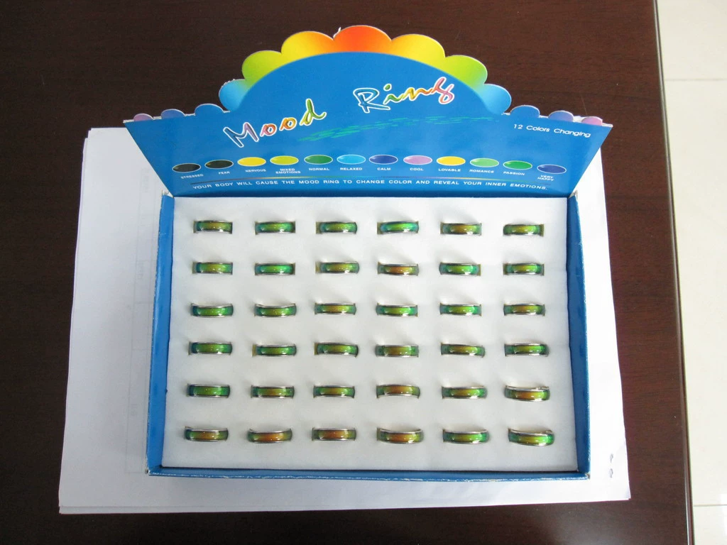 Поставка изменения настроения чувствительного жидкокристаллического изменения цвета кольца изменения температуры кольца изменения цвета 12 видов