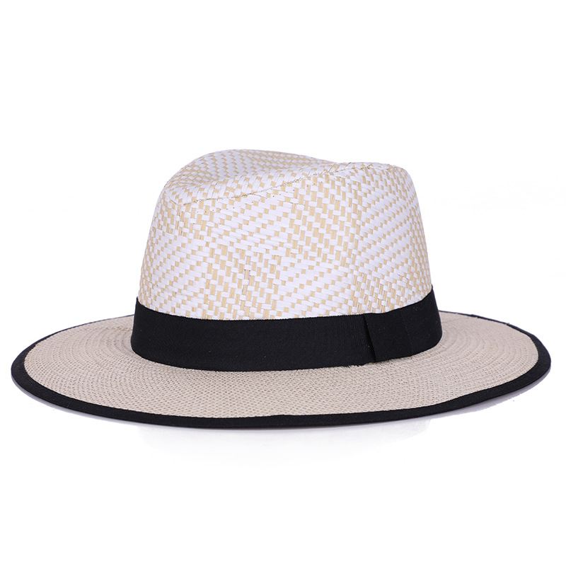 Sombrero de paja de los hombres de verano de jazz Británico a prueba de sol sombrero refrescante transpirable viajes al aire libre de lino fresco sombrero transfronterizo Venta caliente
