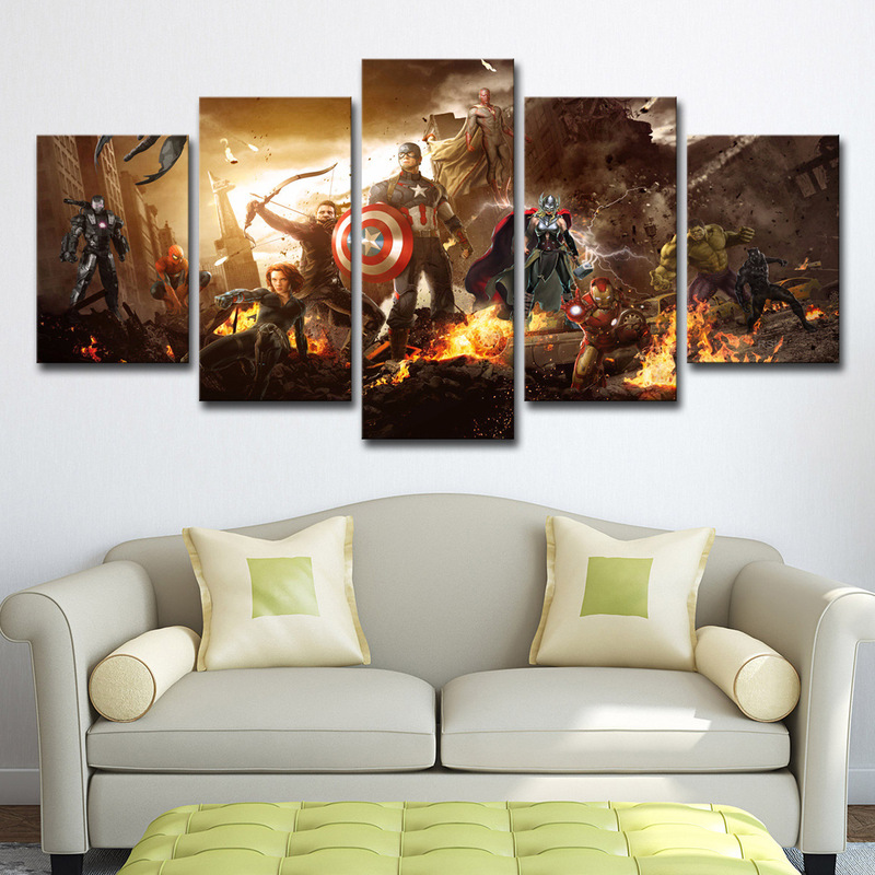Cross border lazada ebay5 frame panel Captain America living room modern painting home decoration wall art