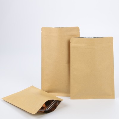 Kraft paper Self sealing bag Aluminum Tea Packaging bag Butcher shop Flat bottom customized wholesale