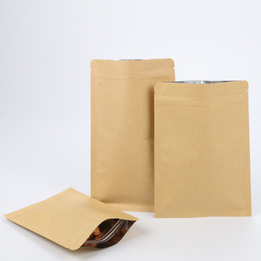Kraft paper Self sealing bag Aluminum Tea Packaging bag Butcher shop Flat bottom customized wholesale