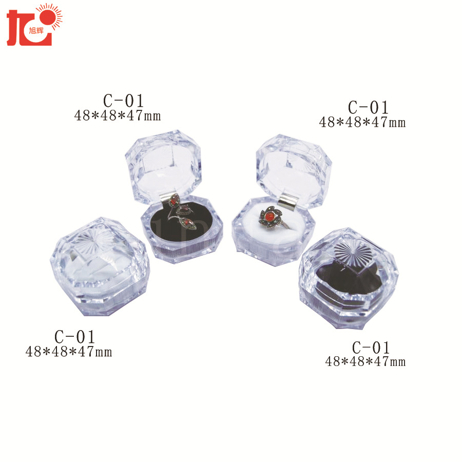 厂家现货供应 透明塑料仿水晶耳钉戒指盒 首饰包装盒 亚克力饰盒