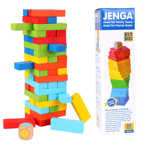 New 54-piece colorful stacking high children's domino building blocks toy tabletop game directly supplied from the manufacturer
