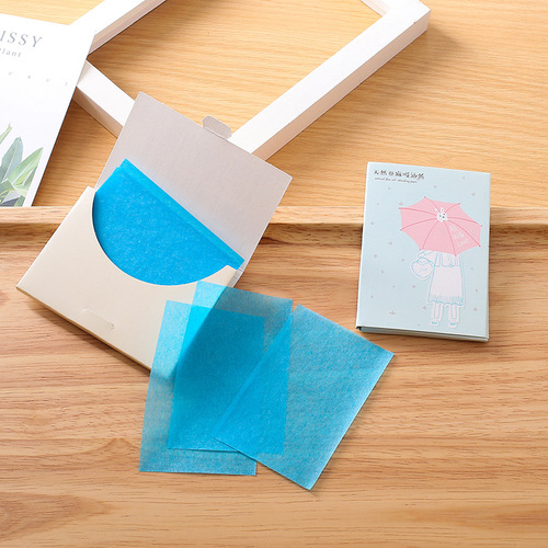 Beauty tools men and women facial blue mask oil-absorbing paper Korean cute cartoon linen oil-absorbing paper for makeup touch-up