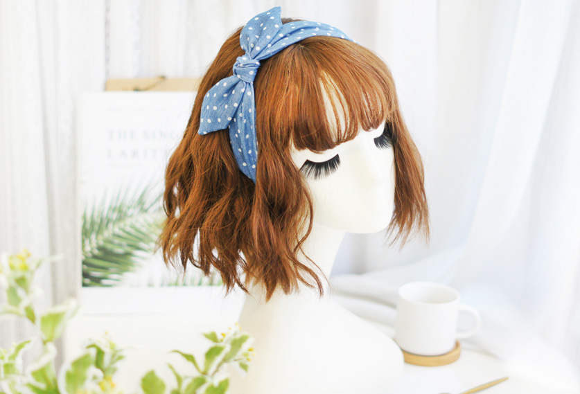 Comfortable Full Cloth Wrapper Hair-hoop Headband Polka Dot Cotton Fabrics Bow Headband Korean Style Styling Rabbit Ears Hair Hoop display picture 2