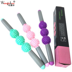 Hedgehog Ball Massage Stick 3 Balls Spiky Muscle Relaxing Massage Stick Exercise Yoga Fitness Roller Foam Roller Cross-border