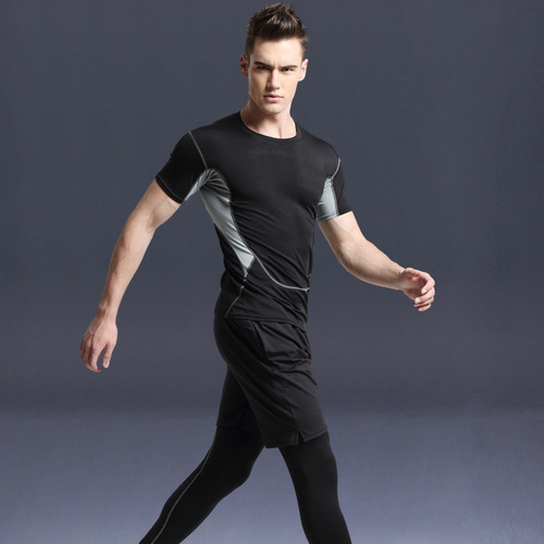 Men's sportswear, new casual men's fitness clothing, quick-drying running training sportswear set