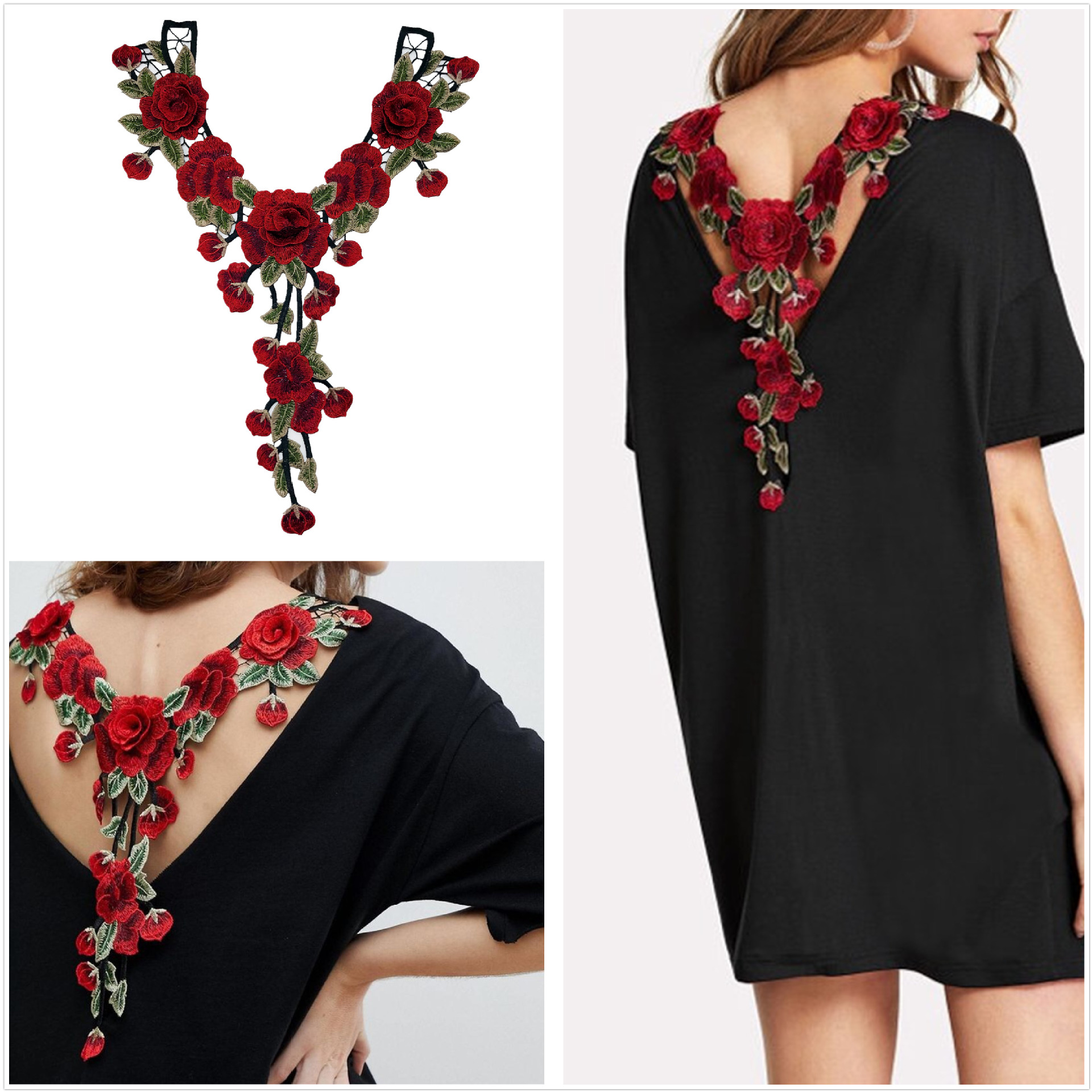 现货热销 玫瑰领花刺绣水溶领花 3D立体服装辅料镂空绣花