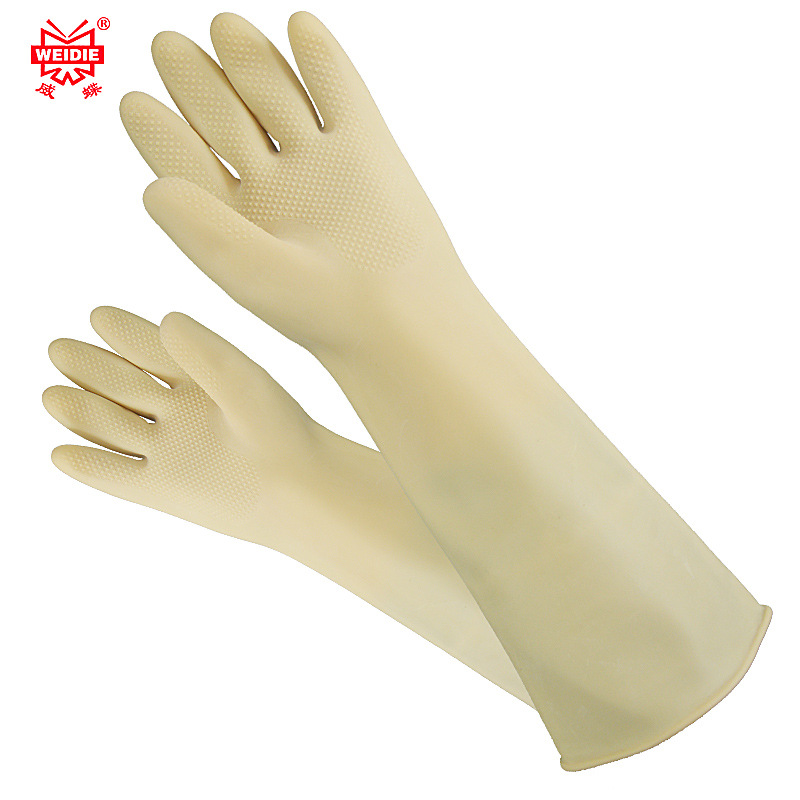 威蝶耐酸碱手套现货走量批发45cm加厚加长橡胶工业劳保防化手套