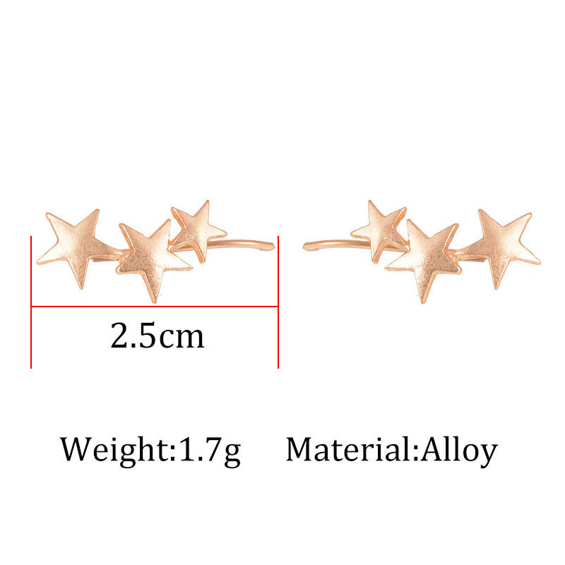 Fashion Frosted Three-star Five-pointed Star Alloy No Pierced Ear Clip Earrings display picture 2