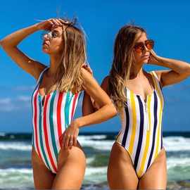 速卖通 外贸批发欧美大码连体比基尼泳衣韩国小桃保守女士式品牌