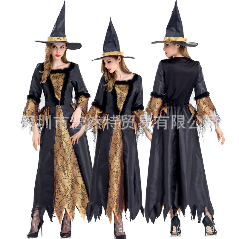 万圣节狂欢节派对服装黑女巫装 巫婆服 魔女服 舞台服表演服