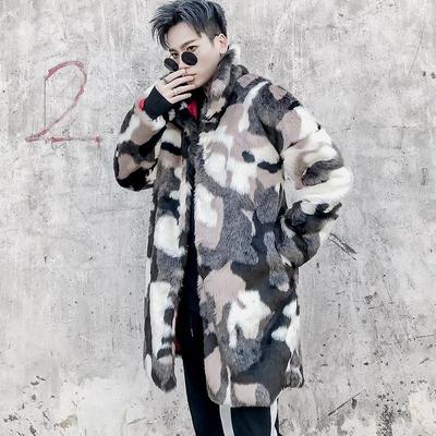 秋冬新款迷彩雕国潮牌秋冬季男女同款情侣装中长大衣外套速卖通|ms