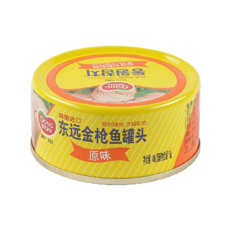 东远韩国进口 金枪鱼罐头 原味海鲜罐头即食 100g*60罐 一件代发|ru