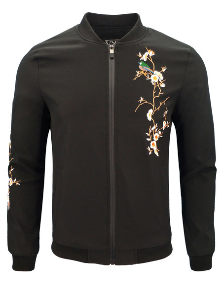 Spring and autumn men’s thin Embroidered Baseball collar coat casual versatile jacket men