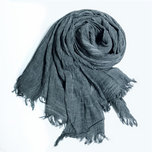 New autumn and winter scarf women's solid color cotton and linen scarf naturally wrinkled men's scarf shawl muslim scarf turban