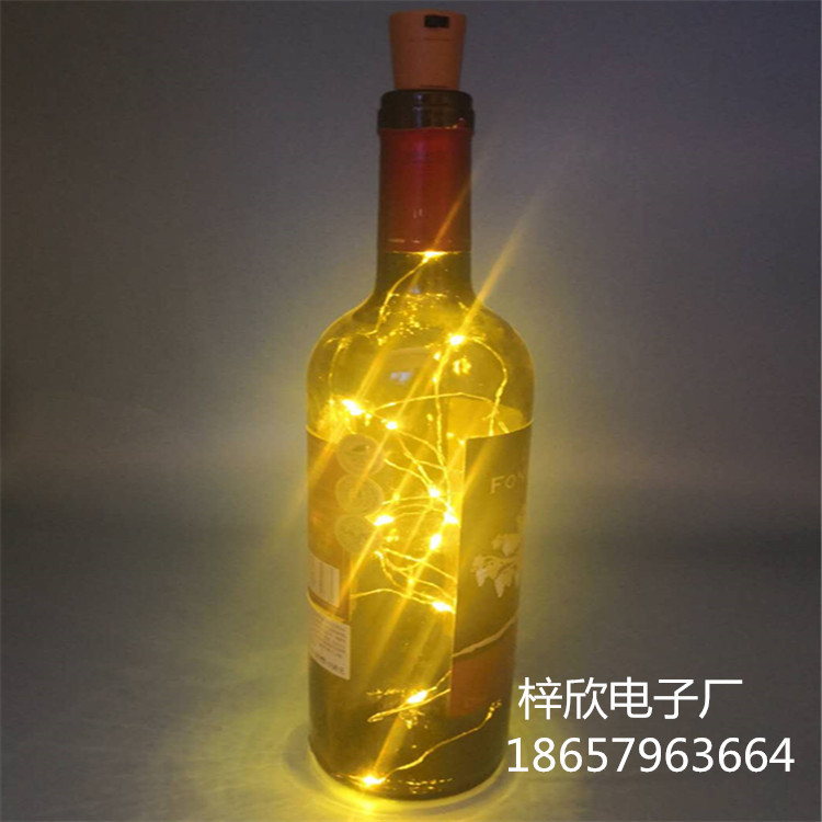 亞馬遜跨境熱賣 LED銅線燈瓶塞紅酒瓶塞紐扣USB電池 酒吧酒瓶裝飾