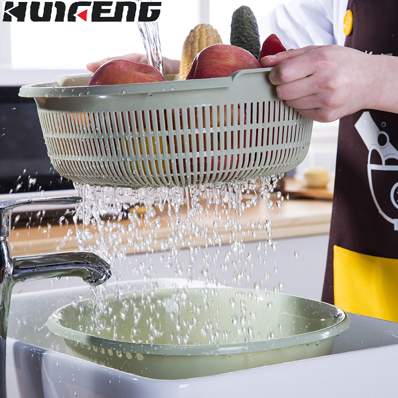 厂家直销 双层沥水篮 果盘 厨房果篮 果篮 家用沥水洗菜篮水果篮|ms