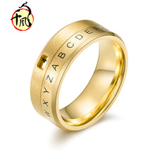 歐美款鈦鋼可轉動數字指環  千風新款字母戒指 飾品首飾定制批發