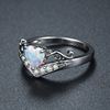 Fashionable ring with stone heart shaped, accessory, with gem, European style