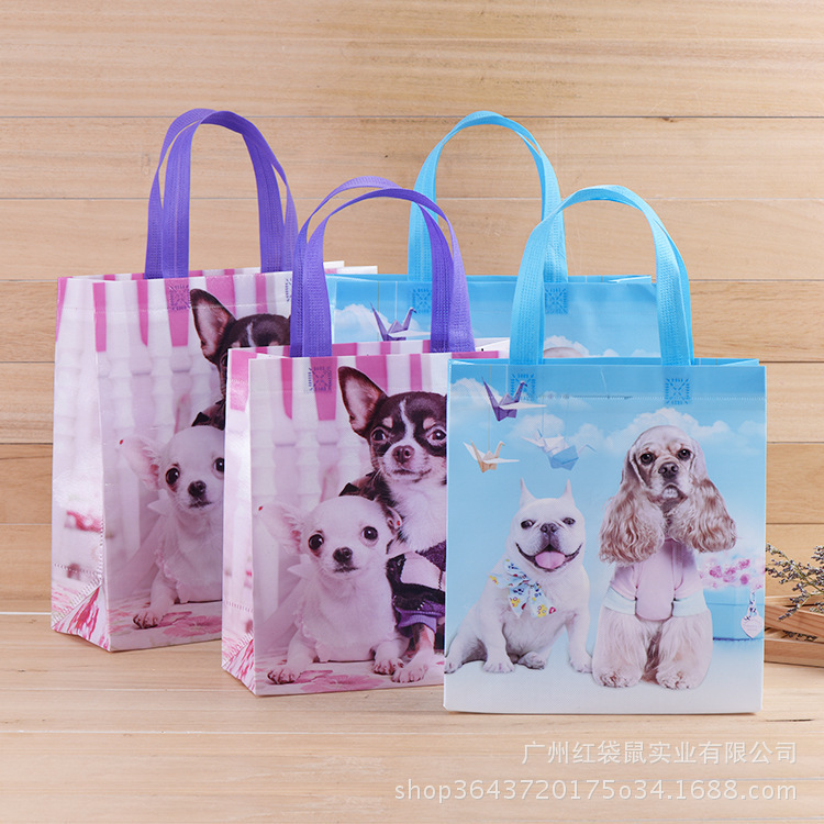 多色无纺布手提袋多彩淋膜无纺布包装袋手工折叠袋厂覆膜立体袋