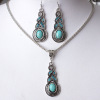 Trend fashionable earrings, turquoise retro crystal, ear clips, European style, punk style