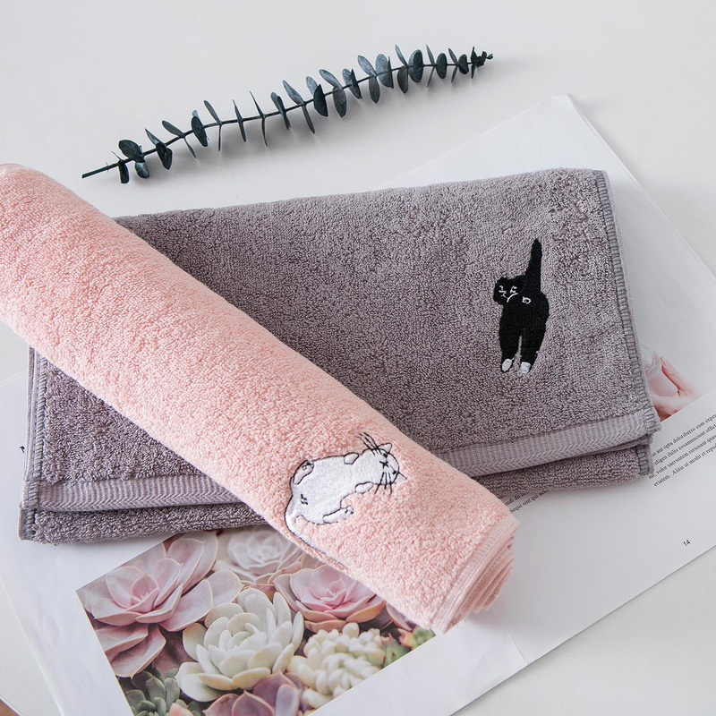 Factory direct thick cotton towel soft absorbent couple face towel gift custom embroidery logo