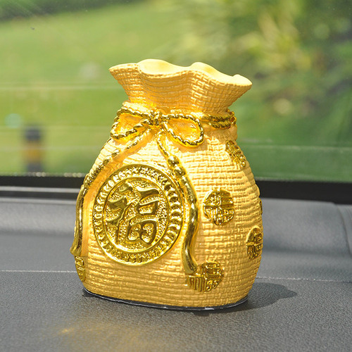 Velvet Sand Gold Resin Crafts Lucky Bag Lucky Money Bag Piggy Bank Car Ornaments Car Interiors Dropshipping