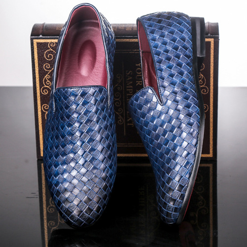 Amazon wish LAZADA trendy woven leather shoes casual shoes cross-border large size single shoes wholesale