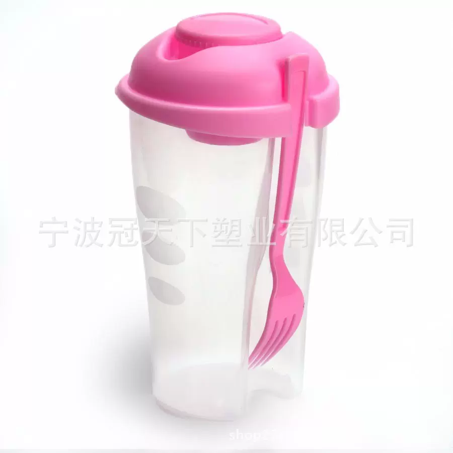 700ml沙拉杯 塑料沙拉杯带叉子 高透明聚丙烯PP塑料沙拉杯耐高温