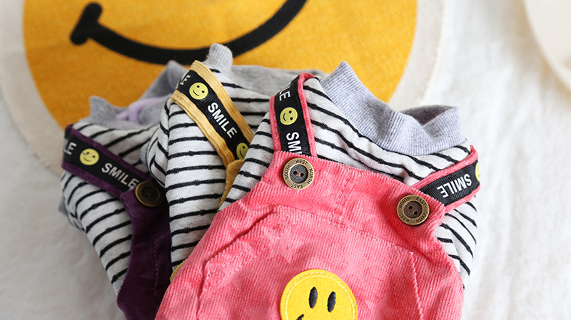 复古条纹背带四脚衣