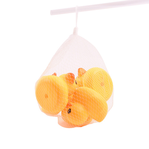 Vinyl Playing Duck - little duck, can make a sound when pinched, educational toy mother and duck, beautiful and cute mesh bag packaging