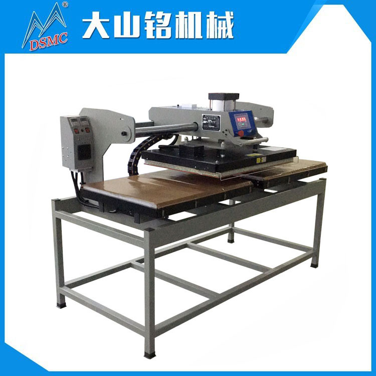 气压下发热直压平板绣花脱胶机 气动双工位平板烫胶机