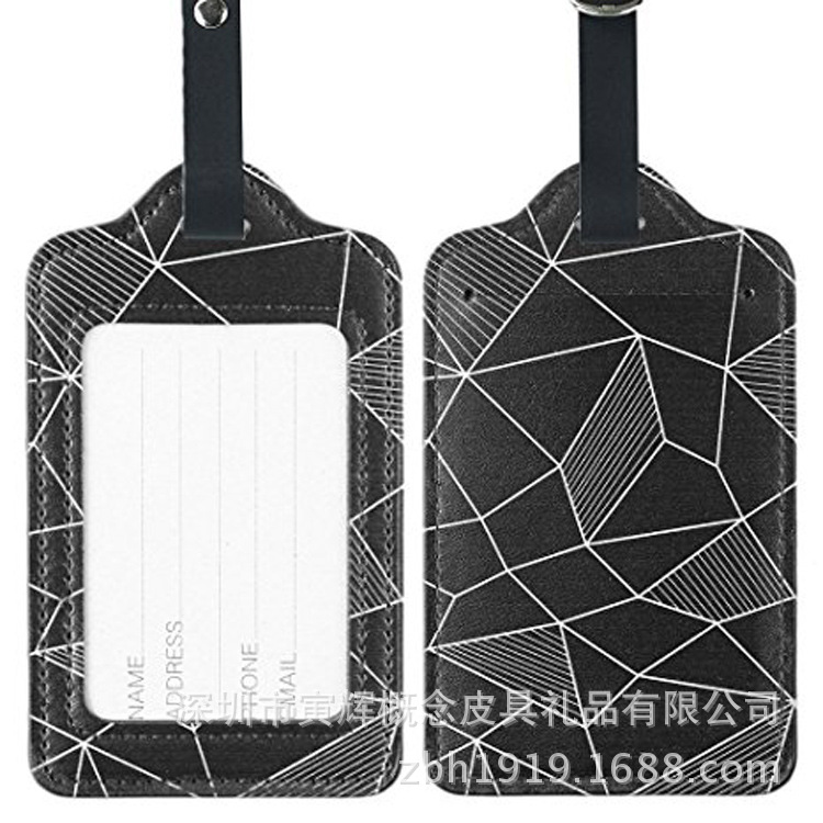 Selling Korean Edition Mesh printing aircraft Luggage tag travel PU Leather luggage tag