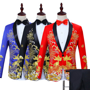 men's jazz dance suit blazers Style Men dress fish embroidery national suit