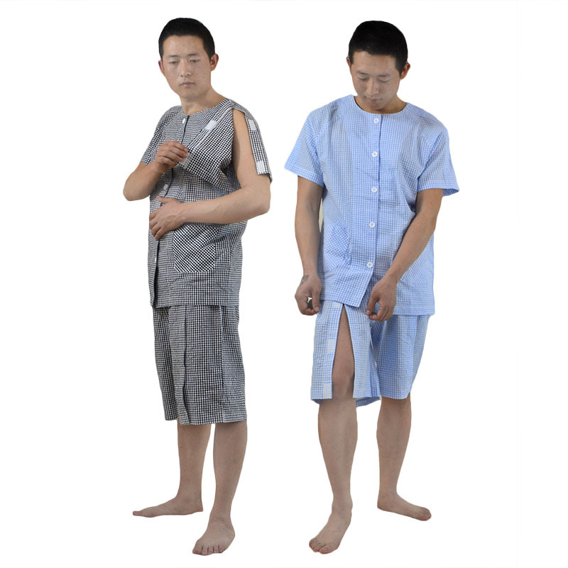 骨折病人瘫痪卧床老人病号服介护服易穿脱护理服睡衣夏季短袖套装 阿里巴巴