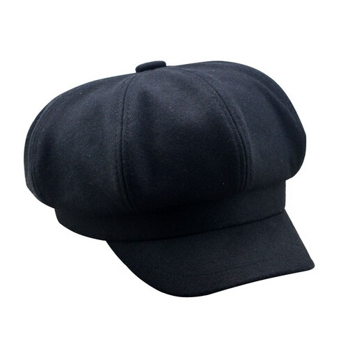 Korean Style Octagonal Hat for Men and Women, Duckbill Hat for Outings, Versatile Wool Hat for Autumn and Winter, Trendy Hat with Large Head Size