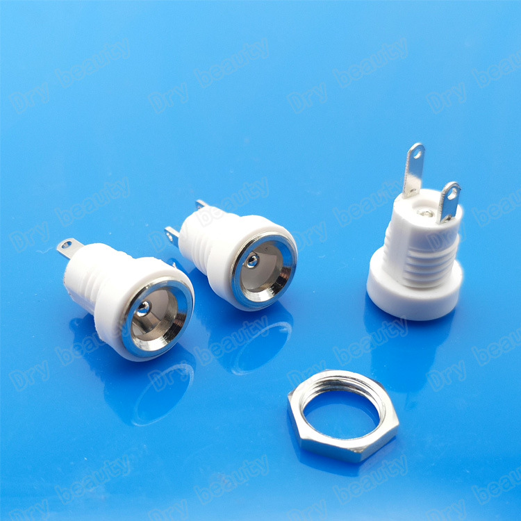 供应白色DC电源插座 DC-022B全铜白色DC插座DC母座 5.5*2.1/2.5