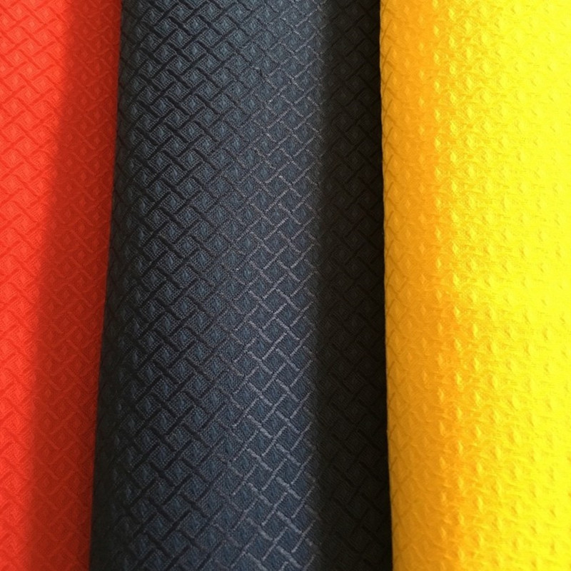 厂家直销大方格跆拳道服面料涤棉布提花布提花面料运动面料