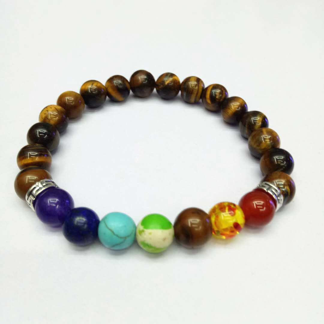 Factory direct sales of seven-chakra Tiger's Eye stone bracelet Yoga energy bracelet DIY Seven-color natural stone combination bracelet detail image 11