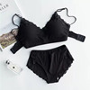 Summer lace wireless bra, thin underwear, set, cotton sports bra