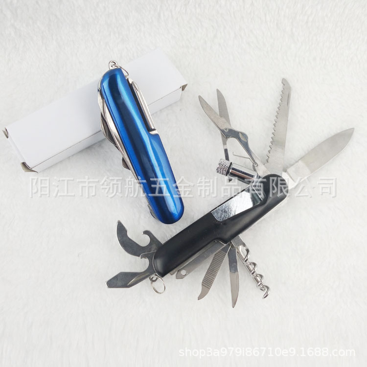 11开带灯小刀军刀  多功能小刀带灯 五金礼品不锈钢