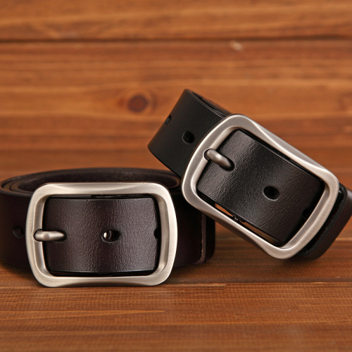 New Belt Men's Genuine Leather Pin Buckle Belt Men's Cowhide Casual Retro Trouser Belt Manufacturer Wholesale Cross-Border Dropshipping