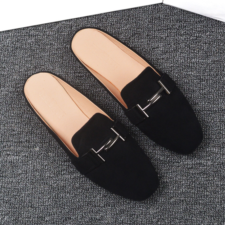 Flat Bottomed Baotou Slippers Women S Fashion Spring Lazy Outerwear Without Heel Large Size Single Shoes Mules_voghion.com