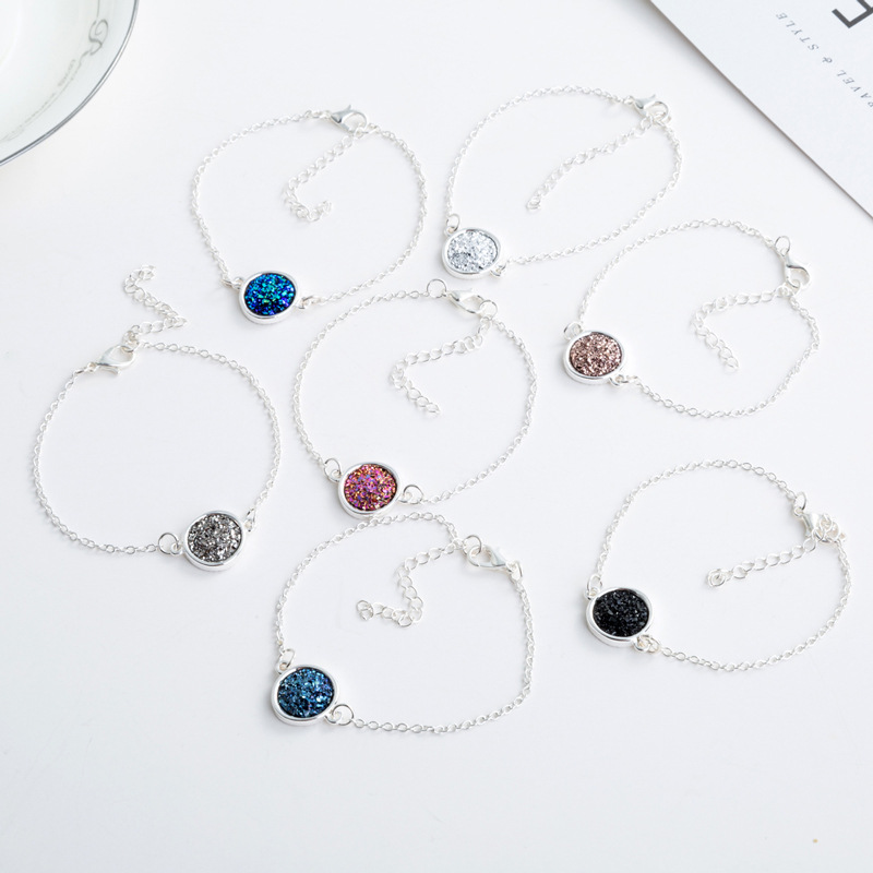 Hot-selling Silver Round Resin Natural Stone Love Bracelet For Lover Gift display picture 1