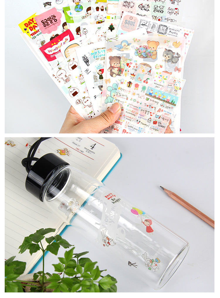 Korean Multi-style Cute Cartoon Creative Transparent Diary Mobile Phone Decorative Stickers display picture 3