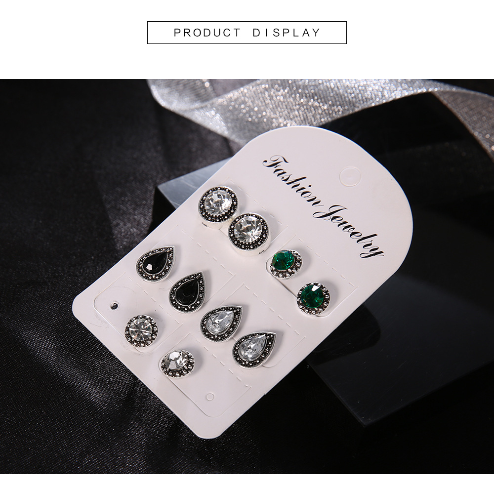Alloy Material Fashion Water Droplets Alloy Plating Zircon Women's Ear Studs 1 Set