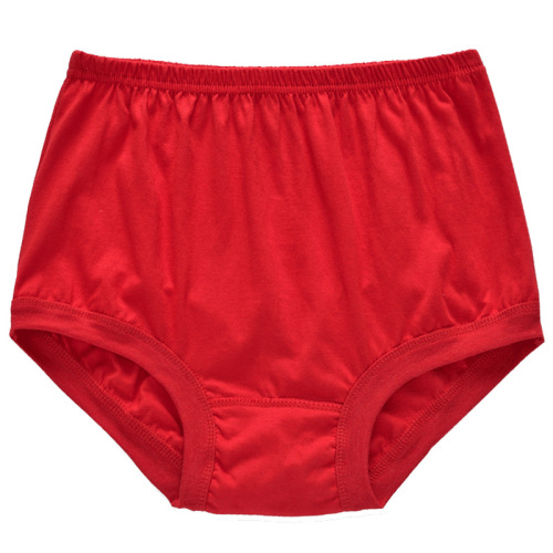 Middle-aged and elderly women's briefs are non-pilling, non-fading, bright red, extra fat, and comfortable pure cotton underwear