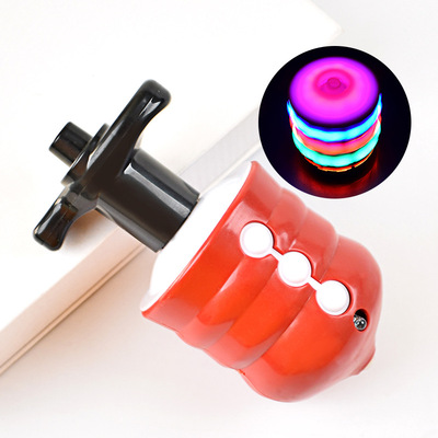 發光仿木陀螺兒童玩具七彩閃光音樂旋轉電動陀螺地攤夜市熱賣貨源